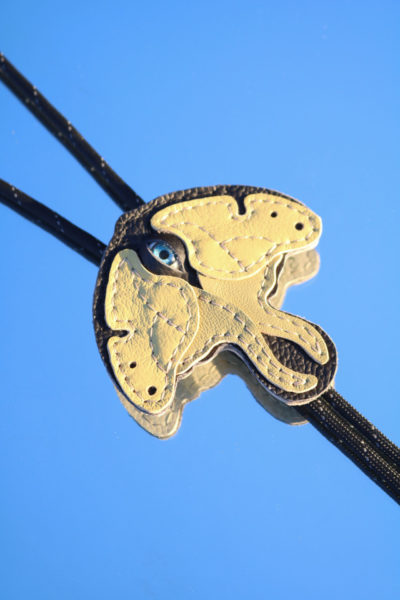 SR31 Light Blue Eye, Green Moth Bolo Tie