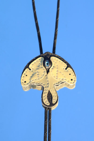 SR31 Light Blue Eye, Green Moth Bolo Tie - Image 4