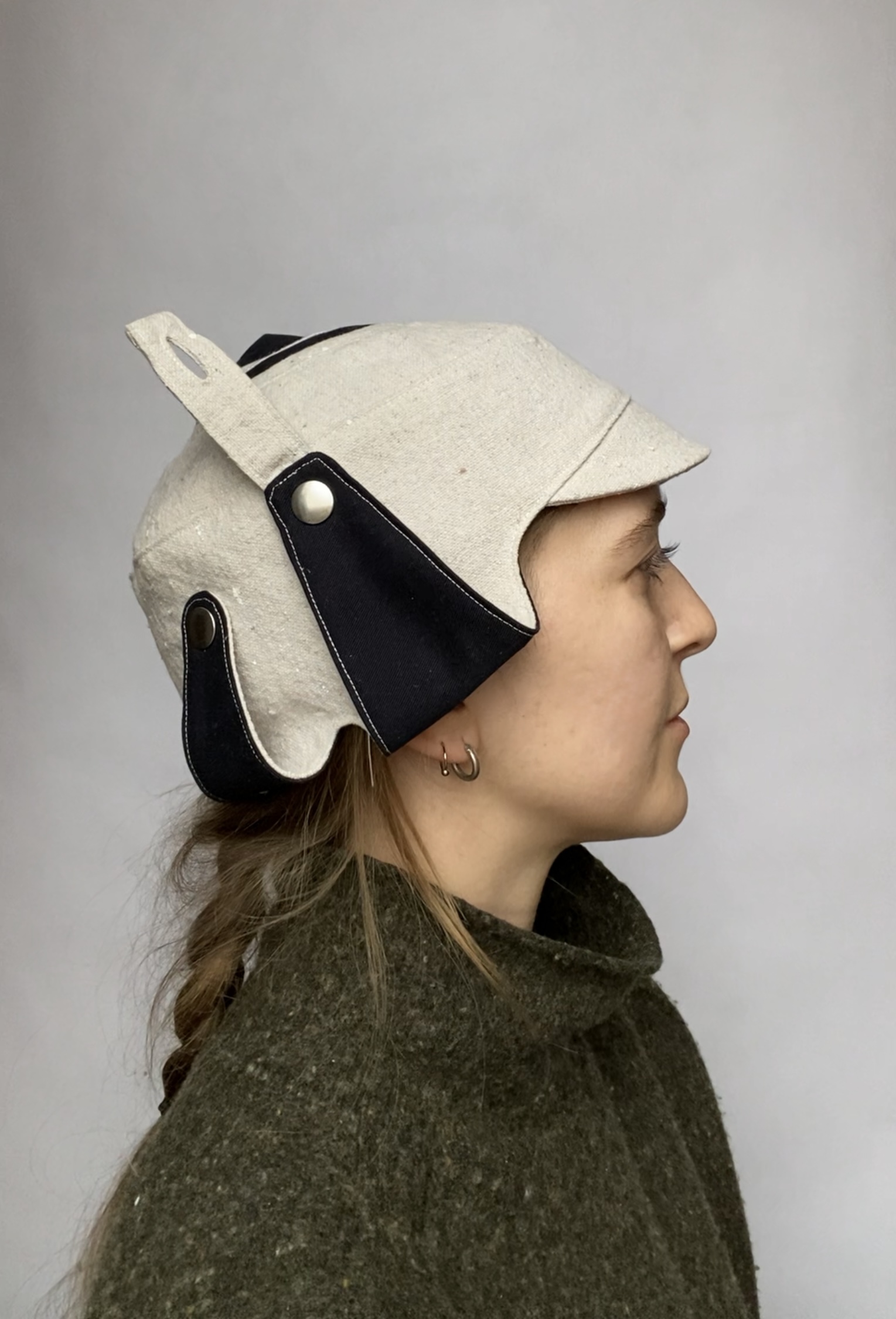 Dark blue and cream fabric aviator - Image 3