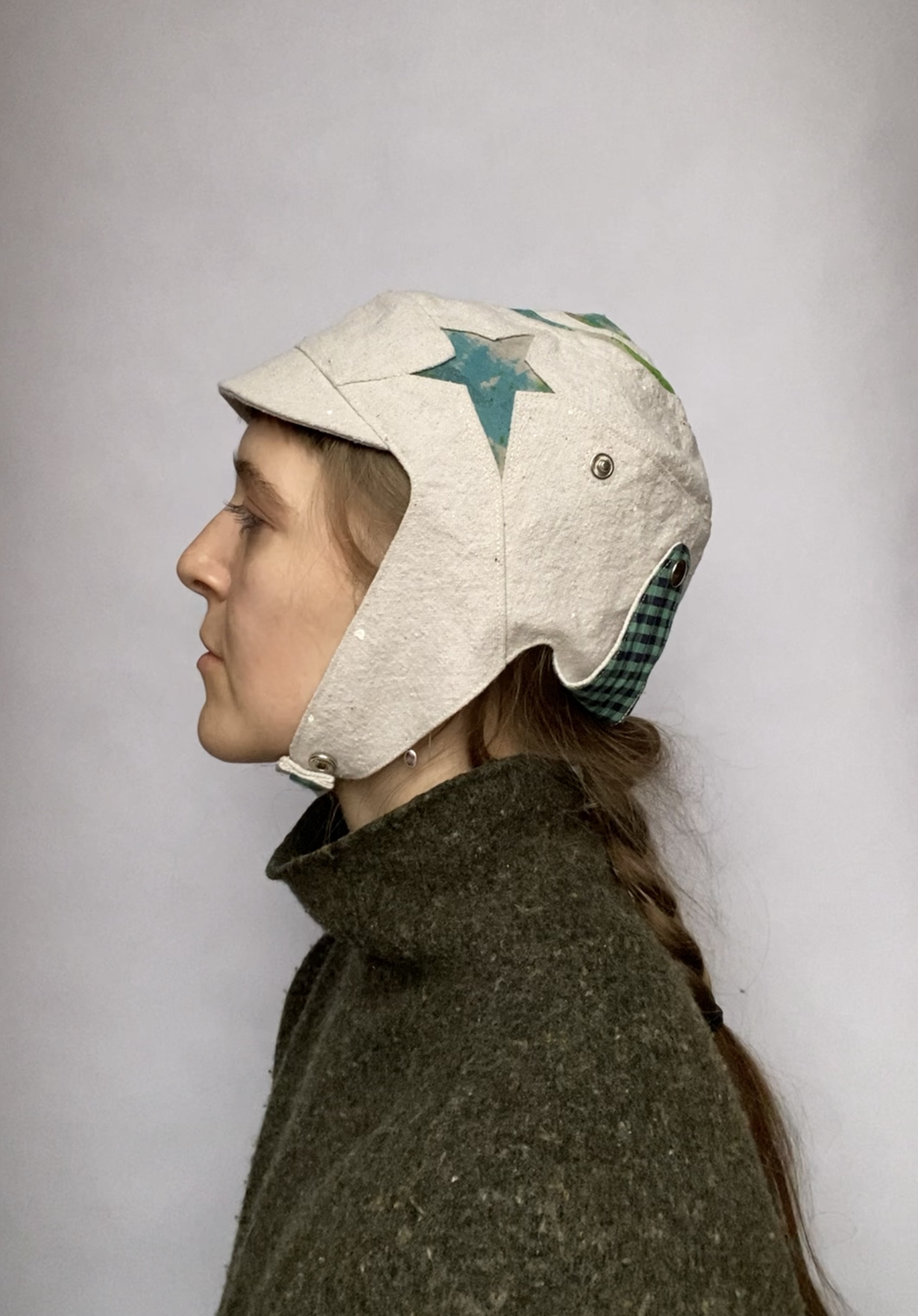 Teal and cream fabric aviator - Image 2