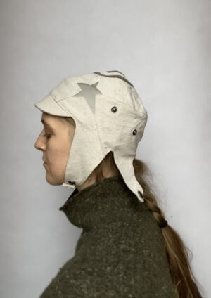 Grey and cream fabric aviator