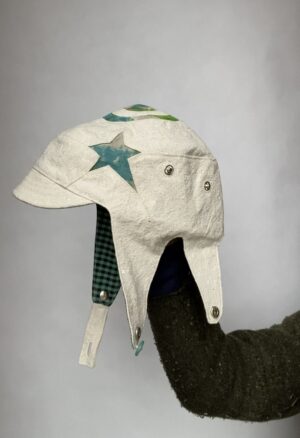 Teal and cream fabric aviator