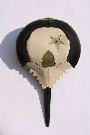 Bone White, Green and Black Horseshoe Crab Cap